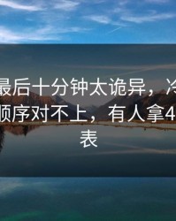 德国杯最后十分钟太诡异，冷热分布和换人顺序对不上，有人拿49tk那张表