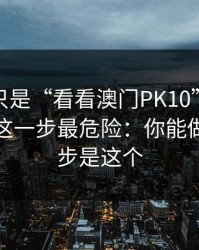 我以为只是“看看澳门PK10”，后来才明白这一步最危险：你能做的第一步是这个