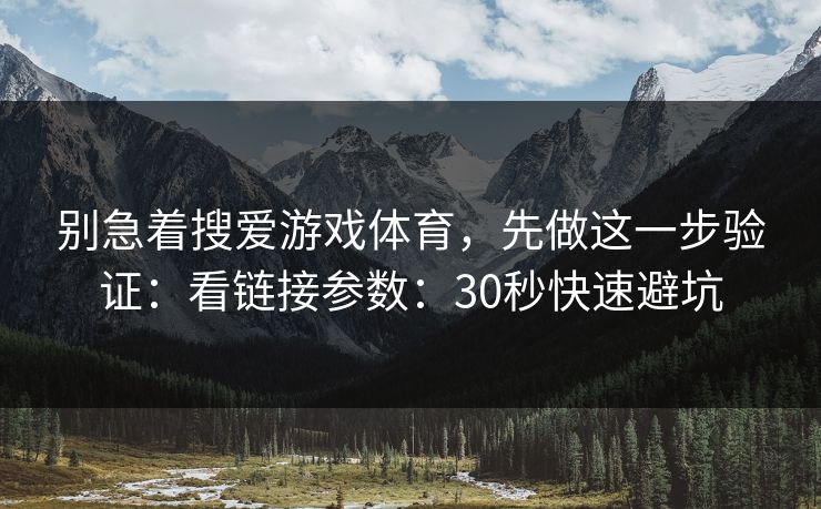 别急着搜爱游戏体育,先做这一步验证:看链接参数:30秒快速避坑 别急着搜爱游戏体育,先做这一步验证:看链接参数:30秒快速避坑
