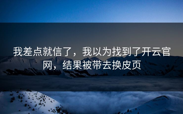 我差点就信了，我以为找到了开云官网，结果被带去换皮页