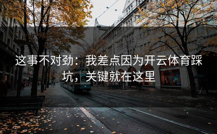 这事不对劲：我差点因为开云体育踩坑，关键就在这里